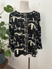 Multiples PM Black Tank Print Top Buttons