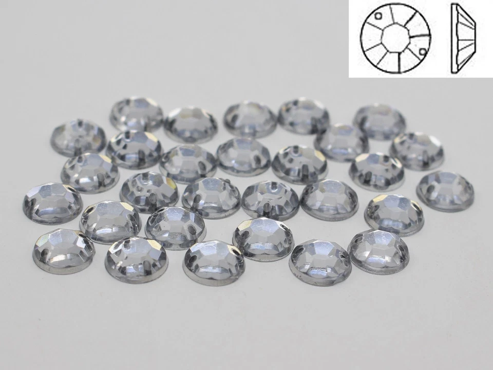 250 pedras preciosas redondas de cristal de costura acrílica plana transparente 8 mm costurar em contas - Imagem 3 de 4