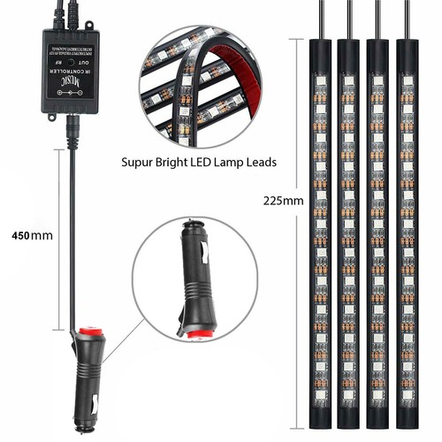 RGB 48 LED Light Strip Interior Atmosphere Neon Lamp Remote Control For Cars 12V - Bild 3 von 10