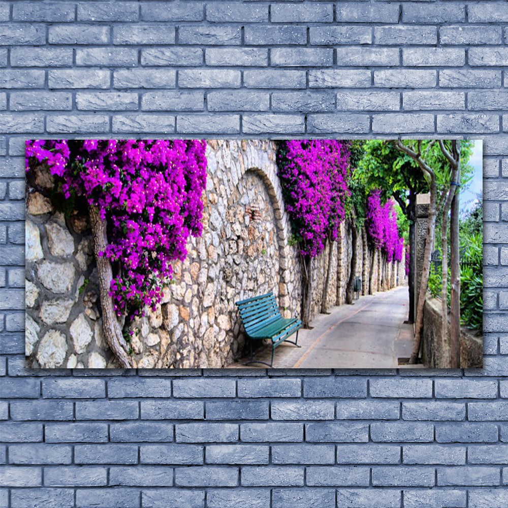 Tableau architecture ruelle sous verre 140x70 cm finition premium