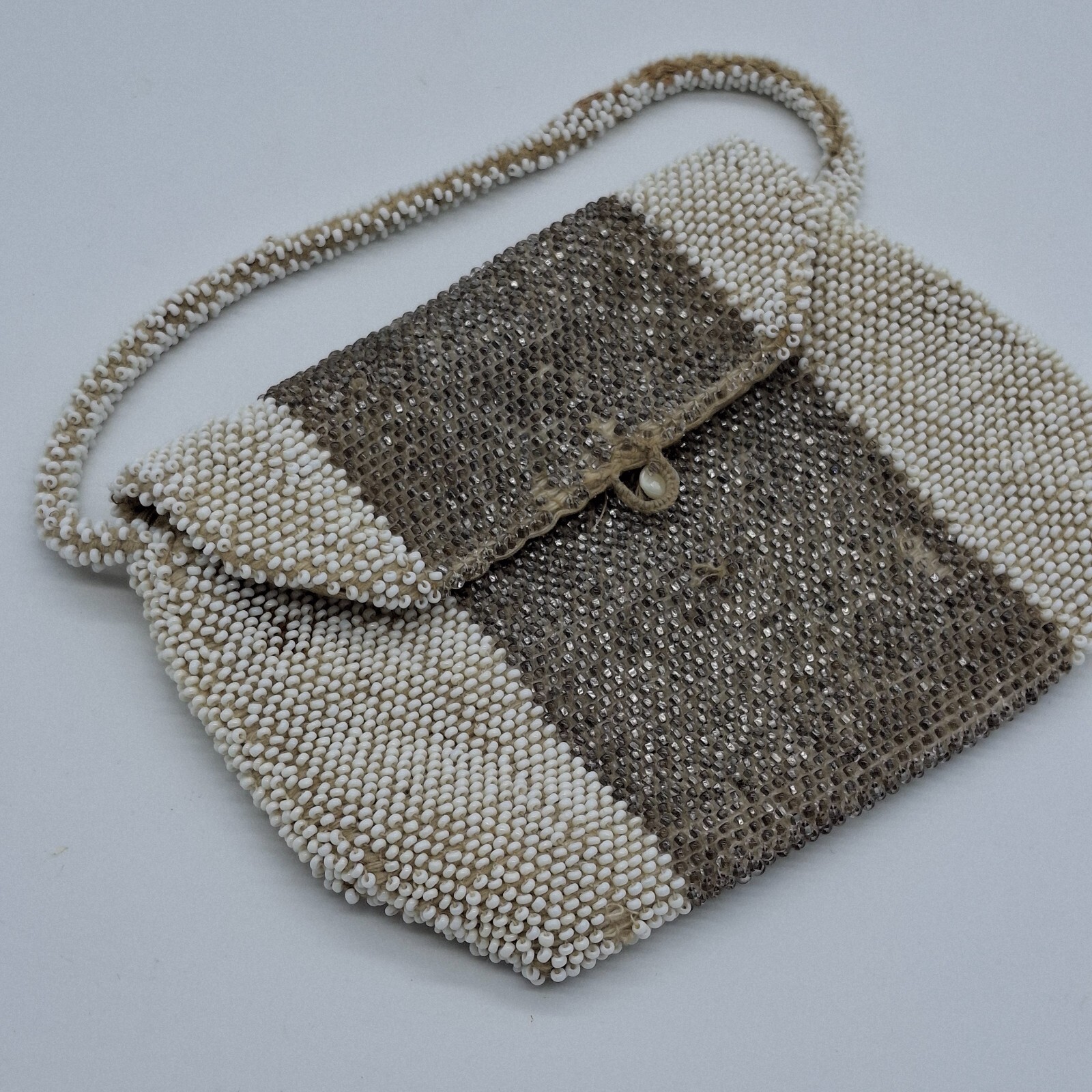 Vintage 1930-40s Art Deco Beaded Floral Lined Evening Bag image 3