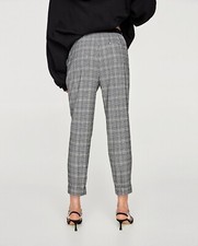 ZARA WOMAN TROUSERS CHECK PRINT CASUAL PANTS TROUSERS size M new