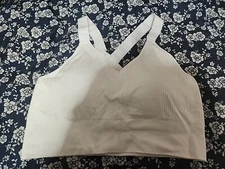 NWT AVIA White Removable Padded Criss Cross Back Support Sports Bra Size XL