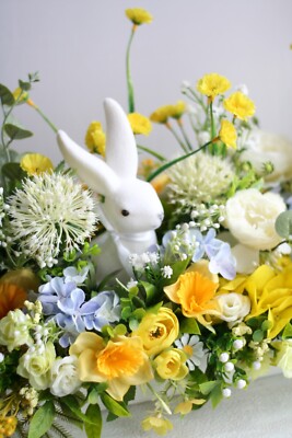Yellow Easter Bunny Araangement, Easter Centerpiece, Easter table decor