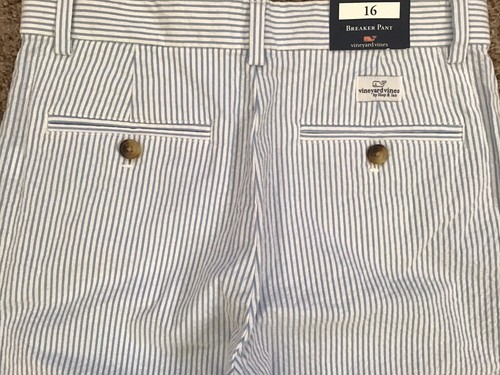 Vineyard Vines Boys Cotton Striped Four Pocket Breaker Chino Pants Blue Size 16 - Picture 7 of 10