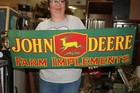 Rare Large John Deere Farm Implements 4 Leg Deer 36 Porcelain Metal Sign Nice