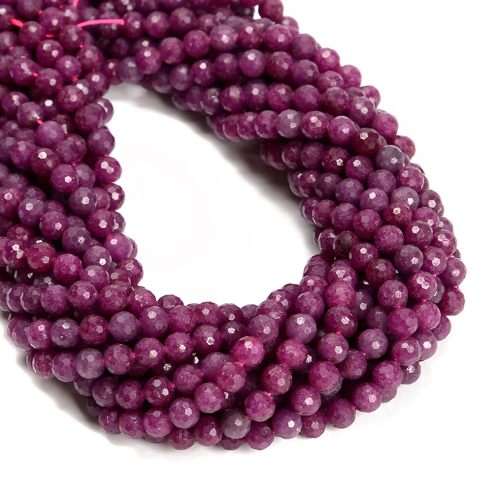 Natural Ruby Faceted Round Beads Size 3mm 4mm 5mm 6mm 15.5'' Strand - Image 2 of 4