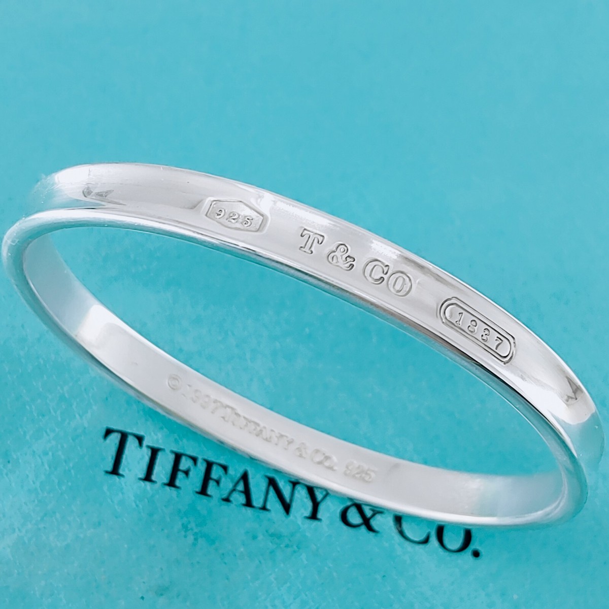 Tiffany & Co. 1837 Narrow Bangle Bracelet Oval Sterling Silver925