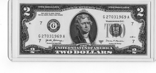 $2 UNCIRCULATED BIRTHDAY NOTE "27031969"; MARCH 27, 1969 - Picture 2 of 3