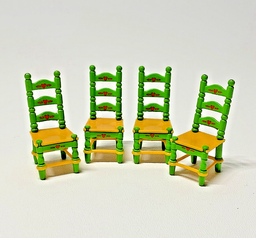 Vintage The Littles Dollhouse Miniature 4 Dining Chairs Diecast Metal 1:24 Half