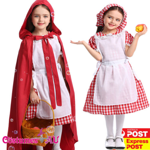 Girls Deluxe Little Red Riding Hood Costume Kids Story Book Week Fancy Dress - Photo 1 sur 11