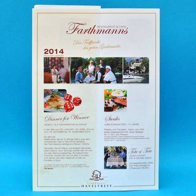 Restaurant Cafe Farthmanns Schwielowsee 2014 | Speisenkarte Veranstaltungsplan