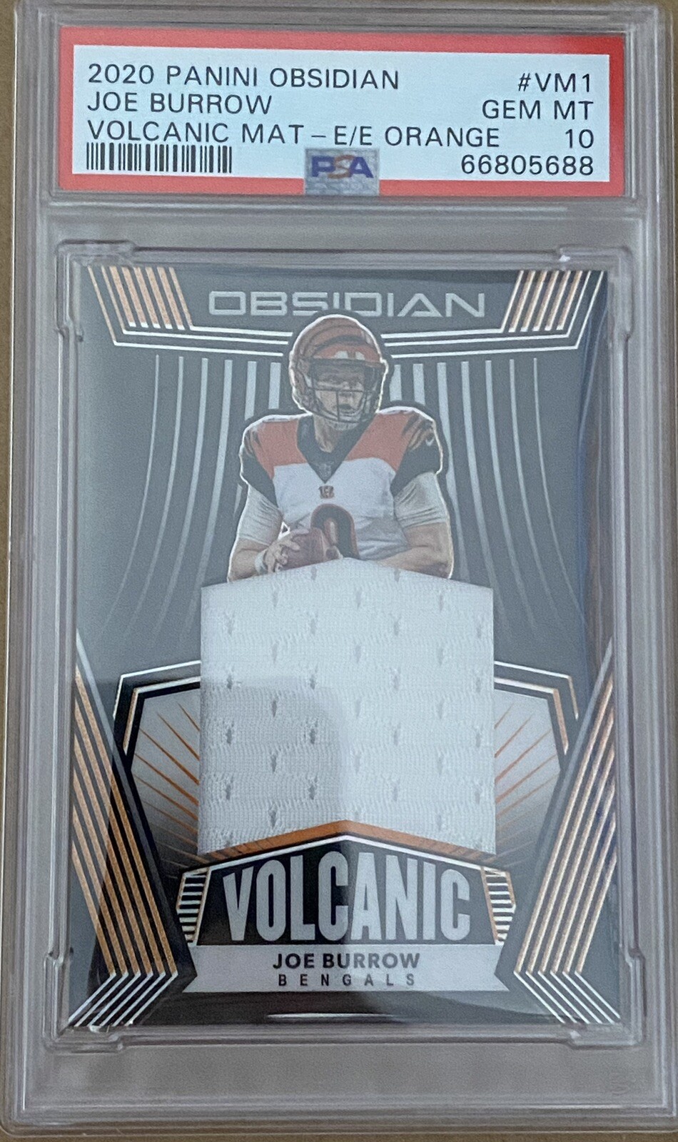 Joe Burrow Panini Obsidian Volcanic Material #VM1 Electric Etch-Orange