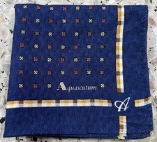 MEN CLASSIC HANKY ART VINTAGE COTTON POCKET SQUARE19" BLUE POLKA DOT  GEOMETRIC