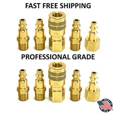 2 Solid Brass Quick Coupler Sets Air Hose Connector Fittings 1/4 NPT Tools Plug