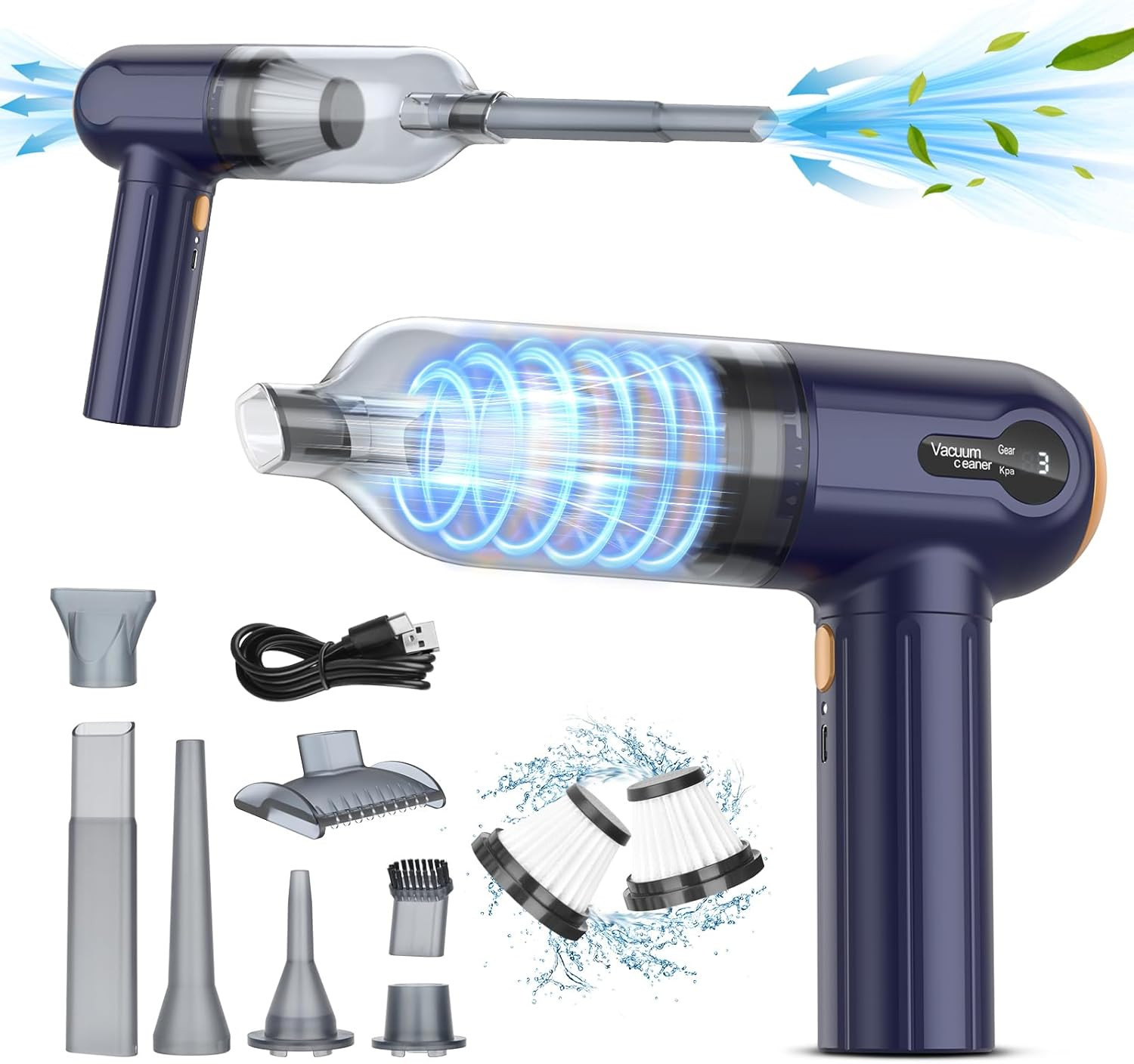 Handheld Car Vacuum Cleaner, 15000Pa Powerful Vacuum Cleaner Cordless, 3 in 1 &