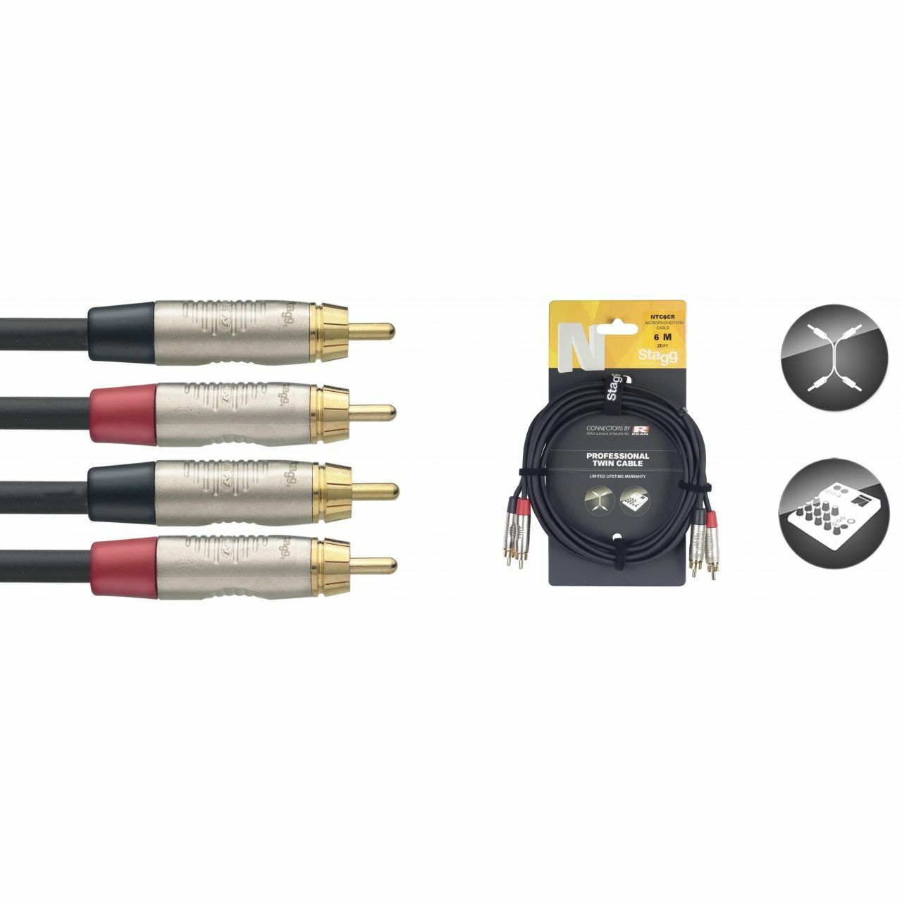 Сдвоенный кабель Stagg - mRCA/mRCA - 6 м