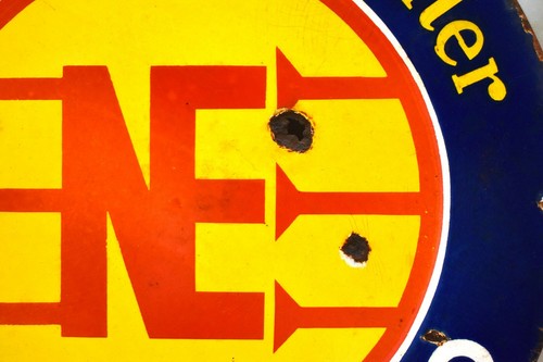 Vintage Porcelain Enamel Sign Board National Ekco Authorised Dealer Round Shape" - Picture 2 of 4