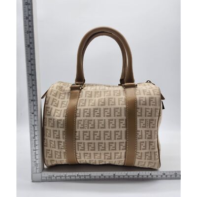 FENDI Brown Zucchino Canvas Small Forever Bauletto Boston FENDI Brown Zucchino Canvas Small Forever Bauletto Boston