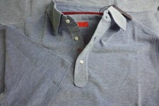 Isaia Napoli Maglia Jersey Blue Woven Short Sleeve Cotton Polo Shirt S NEW