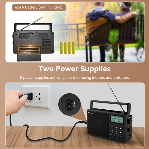 Radio portátil Retekess TR638 FM/AM/SW Bluetooth giro digital LED portátil - Imagen 4 de 14