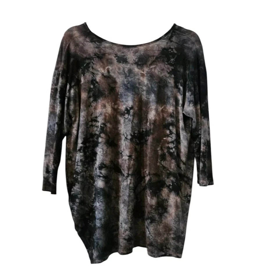 Tryst by Matthew Mujer M Tie Dye Acuarela Camisa Cuello en V Blusa Dobladillo Alto Bajo Foto 2 de 4