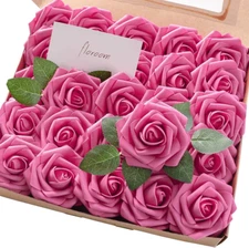 50Pcs Hot Pink Foam Roses for DIY Wedding Bouquets & Home Decor