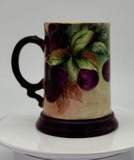 Antique J.P. L. France Hand-Painted Mug with Purple Fruit Design