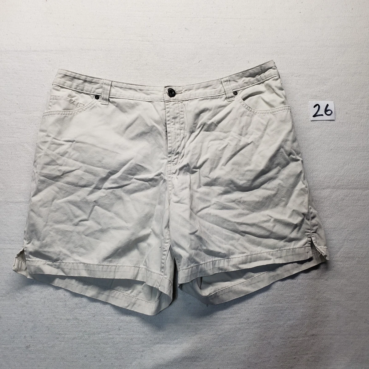 Faded Glory Shorts White High Rise 100 Cotton Casual Adult