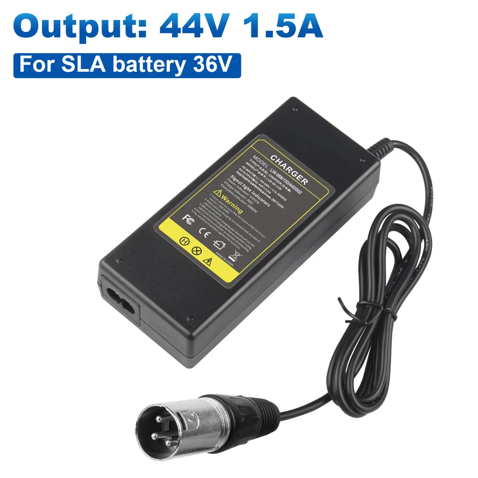Male 3-Pin XLR Plug DC 44V 1.5A Charger for 36V 12Ah Lead-acid Scooter Battery - Image 2 of 4