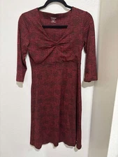 Toad & Co Rosalinda Red Tribal Geometric Print XS  Knit Dress Organic Cotton