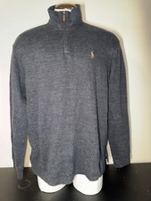 Polo Ralph Lauren Men  s Estate Rib 1/4 Zip Sweater Gray Cotton Knit XL SOFT