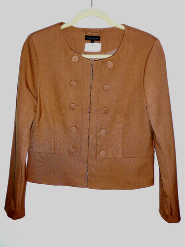 MARIA LUND WUNDERBARER BLAZER KURZE JACKE Gr. 42 HELLES BRAUN KNOPFMUSTER NEU