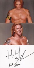 WWE WRESTLING: HEATH SLATER SIGNED 6x4 WHITECARD+2 UNSIGNED PHOTOS+COA