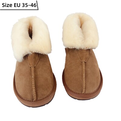 100% Sheepskin Wool Moccasins Slipper Winter Casual Genuine Slip On UGG Non-Slip