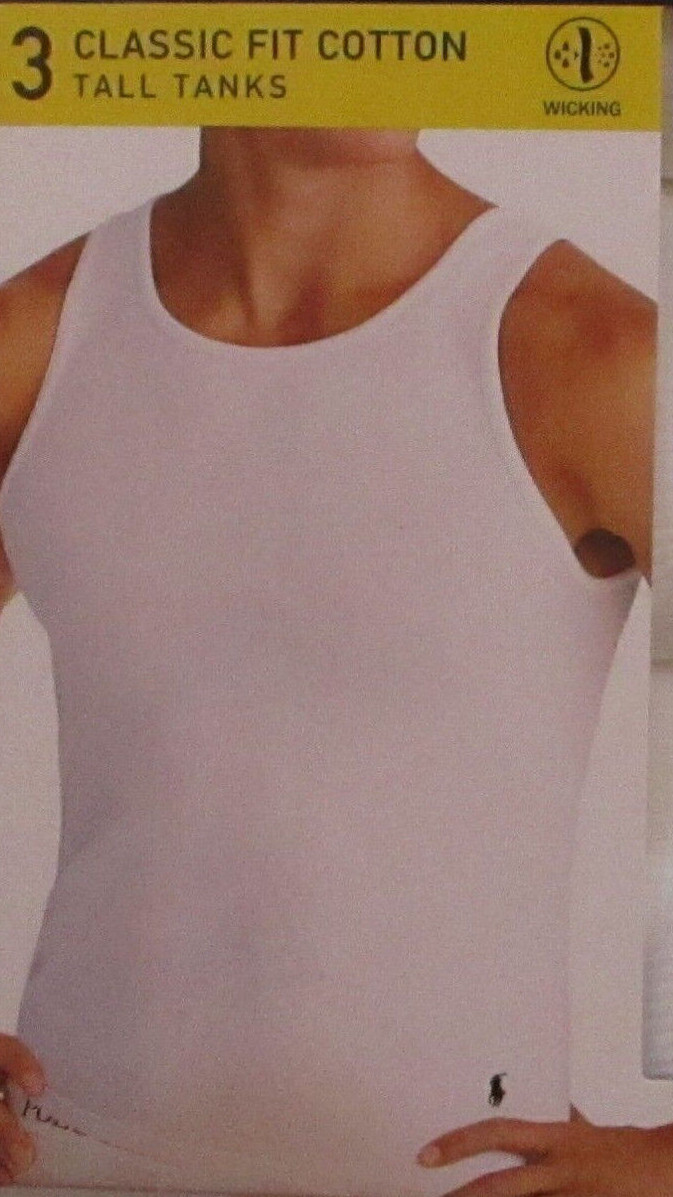 3 GENUINE POLO RALPH LAUREN MENS 3XL TALL COTTON WHITE TANK TSHIRTS
