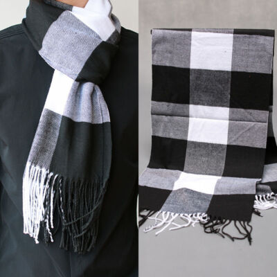 Cashmere Scarf Mens Gift Winter Warm Soft Long Fringe Striped Shawl Wrap