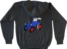 Kapuzenjacke, Hoodie, Sweat mit Traktor " LANZ Glühkopf ", Schwarz meliert