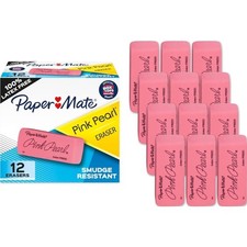 Erasers, Pink Pearl, 12 Count - Latex Free and Smudge Resistant, Back to