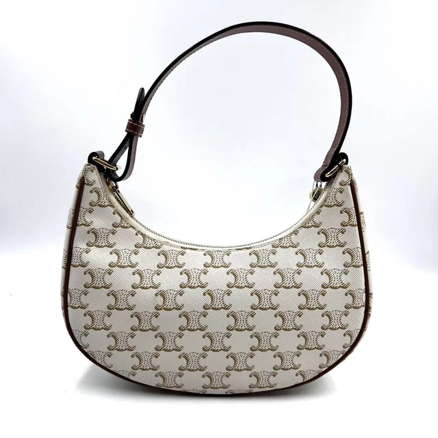 10.26 017 Celine Triomphe Canvas and Calfskin Ava Hobo Bag