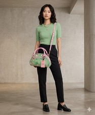   Juicy Couture Pink Y2k Handbag Lime Velour Dome Satchel Crown Embroidered 