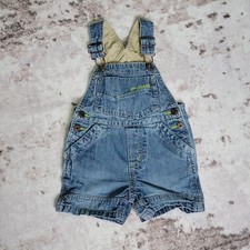 OshKosh GK Denim Shortalls 12M Baby Jean Romper VTG Style Classic Summer 90s