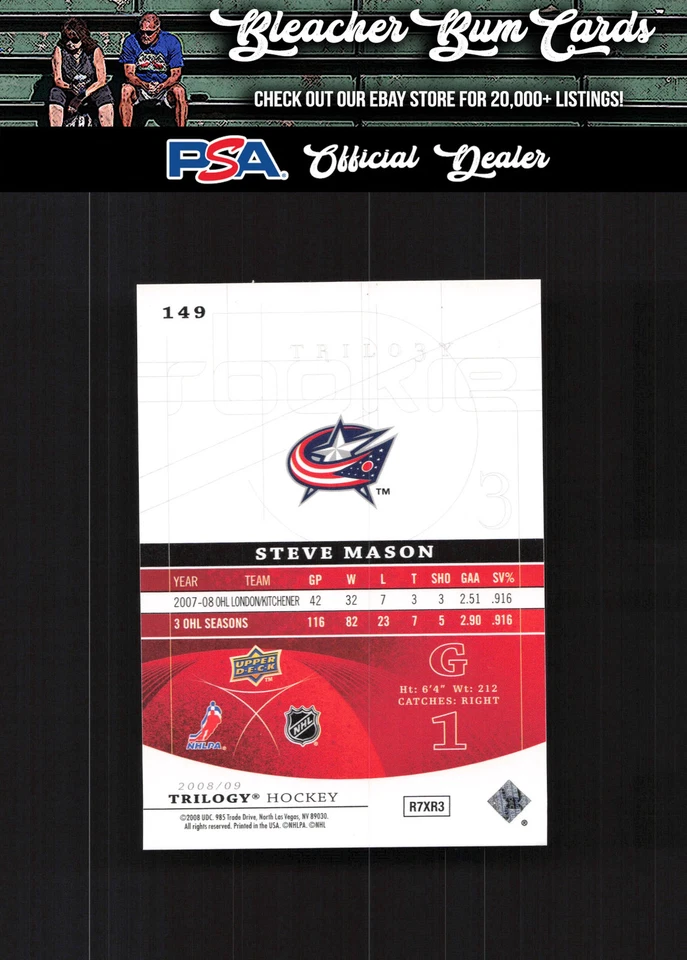 2008-09 Upper Deck Trilogy 149 Steve Mason Rookie #/999 - Image 2 of 2