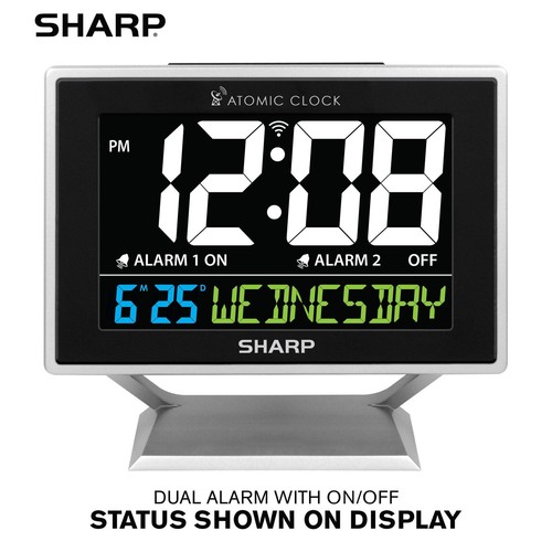 Reloj despertador doble de escritorio con pantalla a color - Precisión atómica - Calendario y datos... - Imagen 2 de 8