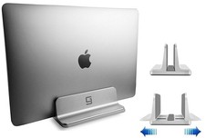 Vertical Laptop Stand Adjustable Desktop Aluminum Compact Fit All Sizes Silver