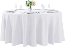 108 inch Round Tablecloth Washable Polyester Table Cloth Decorative Table Cover 