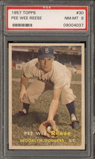 1957 Topps #30 Pee Wee Reese - PSA NM-MT 8 - Brooklyn Dodgers  CENTERED  VSCARDS