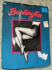 Burlington Butterfly Pantyhose S/M Navy Blue VTG 100 Nylon Made in USA KMart