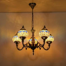 Turkish Moroccan Chandelier 5-Globes Ceiling Light Living Room