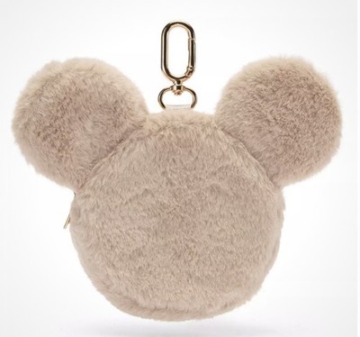 Disney Mickey Mouse Icon Plush Coin Purse Bag Charm Mocha NEW WITH TAGS